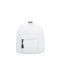 Minimalist white corduroy mini backpack for women with front pocket and top handle - White