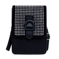 Borsa a tracolla nera per cellulare con strass argentati luccicanti ed eleganti - Stile Borchie Argento / Nero