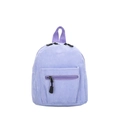 Light purple corduroy mini backpack with candy-colored finish and front zipper pocket - Purple