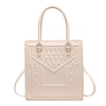 Chic beige crossbody bag with geometric quilted pattern and gold-tone hardware detail - Off White