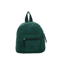 Dark green corduroy mini backpack for women featuring dual zippers and top handle - Green