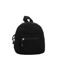 Classic black corduroy mini backpack with zipper pockets and top handle strap - Black