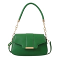 Green leather small square bag with gold hardware and top handle for women - Green