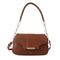 Retro caramel brown leather square shoulder bag for women with golden metal buckle - Brown