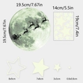 Luminous Christmas Santa on moon with stars wall stickers set including sizes in cm and inches - Santa Claus Moon Stars Set (ZSZ2033) / 19.5*19.5cm*1 Sheet + 14*19cm*1 Sheet