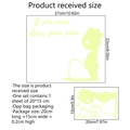 Luminous toilet wall sticker with funny cartoon figure and humorous English warning text - 15*20cm