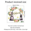 Sticker mural lapin et fleurs roses avec lettrage welcome en PVC amovible 30x30cm - 30*30cm