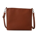 Minimalist large capacity crossbody bucket bag in brown lychee pattern faux leather - Brown