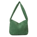 Retro-Schultertasche aus grünem Cord mit breiter Rippstruktur und Reißverschluss - Grün
