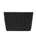 Fashionable black quilted nylon clutch with floral pattern for casual daily use - Black