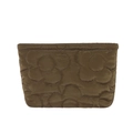 Brown quilted vanity bag with floral patterns and a soft puffy texture in a neutral tone - Brown