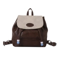 Minimochila chic bicolor en cuero marrón oscuro y gris claro con detalle de cordón - Marrón