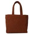 Minimalist dark brown corduroy tote bag with vertical stripes for autumn and winter styles - Brown