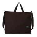 Minimalistische koffiebruine canvas draagtas met verstelbare riem en detail van logo - Bruin