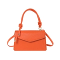 Chic orange embossed mini handbag with top handle and silver metal hardware accents - Orange