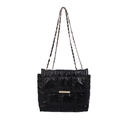 Sac à bandoulière matelassé noir chic avec chaîne dorée et fermoir métallique - Noir