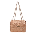Sac bandoulière matelassé or rose avec chaîne en métal et fermoir doré chic - Doré