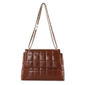 Sac cabas marron matelassé avec chaîne en cuir synthétique de qualité supérieure - Marron