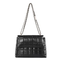 Sac bandoulière classique en cuir PU noir matelassé avec bandoulière chaîne - Noir