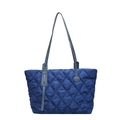 Quilted navy blue shoulder bag for women with diamond stitching and slim blue straps - Blue