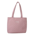 Borsa tote trapuntata rosa con etichetta fashion, borsa a tracolla leggera da donna - Rosa