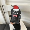 Sac bandoulière bonhomme de pain d'épices noir avec chapeau de Noël et chaîne - Noir