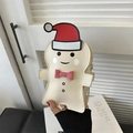 Sac à bandoulière bonhomme de pain d'épices chic en cuir PU crème avec bonnet de Noël - Blanc