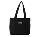 Borsa tote nera trapuntata con motivo a rombi e etichetta moda per uso quotidiano - Nero