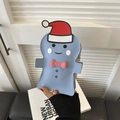 Sac bandoulière bonhomme de pain d'épices bleu ciel avec bonnet rouge et chaîne - Bleu