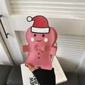Mini sac bandoulière rose en forme de bonhomme de pain d'épices avec bonnet de Noël et chaîne - Rose
