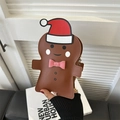 Mini sac bandoulière bonhomme de pain d'épices avec bonnet de Noël et chaîne dorée - Marron