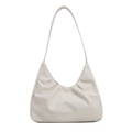 Modern white crescent hobo bag featuring stylish pleated leather and a slim shoulder strap - White
