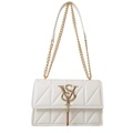 Borsa a tracolla trapuntata bianca con logo VSY dorato e nappina metallica decorativa - Bianco