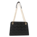 Classic black quilted shoulder bag with gold chain strap and elegant rhombus pattern - Black