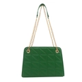 Vibrant green quilted crossbody bag with diamond pattern and gold chain strap - Green