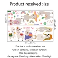Vista detallada del set de 2 pegatinas de llama y arcoíris con medidas 90x30cm - 30*90CM*2 Piezas