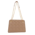Elegant khaki quilted crossbody bag with gold chain strap and geometric pattern - Khaki