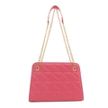 Chic quilted crossbody bag in vibrant pink with elegant golden chain shoulder strap - Pink
