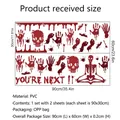 Halloween bloody skull and handprint wall stickers set, 90x60cm overall size - 30*90cm*2pcs