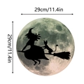 Luminous Halloween wall sticker with witch silhouette on moon for living room decor - Witch and Black Cat Style (zsz2318)