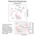 Pink elephant wall stickers with moon and stars for nursery room decoration - 30x90cm