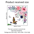 Aquarel bloemen muursticker van PVC met roze bloemen en vogel voor huis decor - 30*30cm