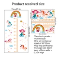 Unicorn and rainbow children's height growth chart wall sticker with decorative clouds - 30*60cm*2 Sheets