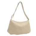 Minimalistische beige Schultertasche aus PU-Leder mit verstellbarem Riemen und Reißverschluss - Weiß ohne Anhänger