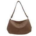 Dunkelbraune große Hobo-Tasche aus Kunstleder mit verstellbarem Gurt für Damen - Khaki (Ohne Anhänger)