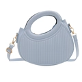 Sac croissant bleu clair avec texture plissée verticale et poignée ronde intégrée - Bleu