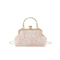 Borsa a mano retrò stile cinese con ricamo arancione, chiusura a scatto e catena oro - Stile Ricamo Bianco Sporco (Cervo dai Nove Colori) / Bianco