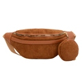 Caramel brown corduroy waist bag with adjustable strap and small round coin purse - Brown
