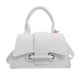 Chic white trapezoid handbag with litchi texture and elegant top handle strap - White