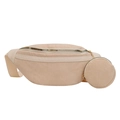 Beige corduroy crossbody chest bag with small round coin purse and gold zipper - Beige